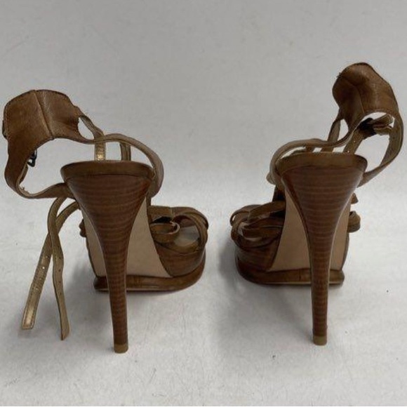 Stuart Weitzman, 7.5, Brown Leather Strappy Gladiator Platform Stilettos, EUC - Picture 6 of 13